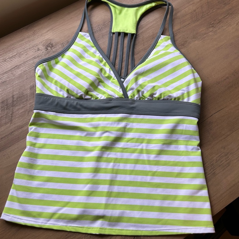 Title Nine Striped Green and White Tank Top